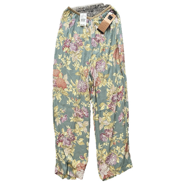 NWT Vintage Carole Little Wide Leg Pull On Pant Women 10 Tuilleries Floral Rayon - Picture 2 of 10